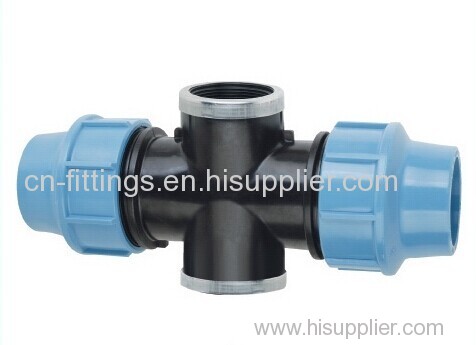 pp female tee with peg compression pipe fittings