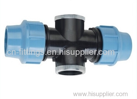 pp female tee with peg compression pipe fittings