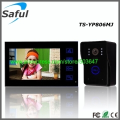 Handfree 7'' color TFT LCD Electric lock-control apartment wired video door phone intercom system
