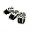 Girls Cute Zebra Stripe French Tip Fake Nails Black Print Tip False Nail