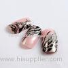 Beautiful Plastic Glitter Fake Nails Pink Black Artificial Nails For Wedding / Party