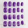 Purple 3D Cracking Nails Full Cover ABS Plastic Fake Fingernail OEM / ODM