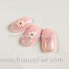Salon Girls Pink Short 3D Fake Nails Flower Printing For Nail Beauty
