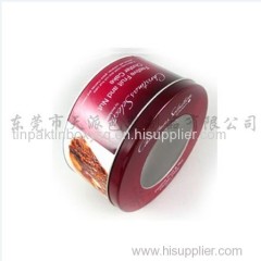 Round candy tin box with pvc window