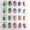 Custom Beautiful Rainbow Acrylic Nails Press On Christmas Fingernail Art