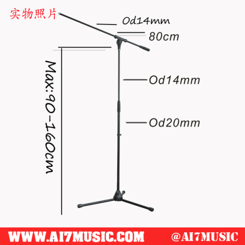 AI7MUSIC Easy Height Adjust Microphone Stand With Boom