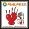 Ceramic red heart shaped knife block