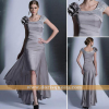 beautiful mermaid prom dresses grey sheath scoop neckline tea length mother of the groom dresses
