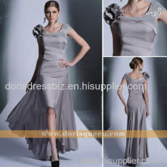 beautiful mermaid prom dresses grey sheath scoop neckline tea length mother of the groom dresses