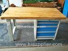 Tool Workshop Stainless Steel Work Bench With Butcher Block Hardwood Bench Top