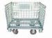 Zinc Finish Rigid Rolling Wire Mesh Cage With Foot Brakes / Castors