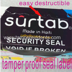 2014 Hot Sale Custom Tamper Proof Sealing Sticker