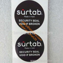 2014 Hot Sale Custom Tamper Proof Sealing Sticker