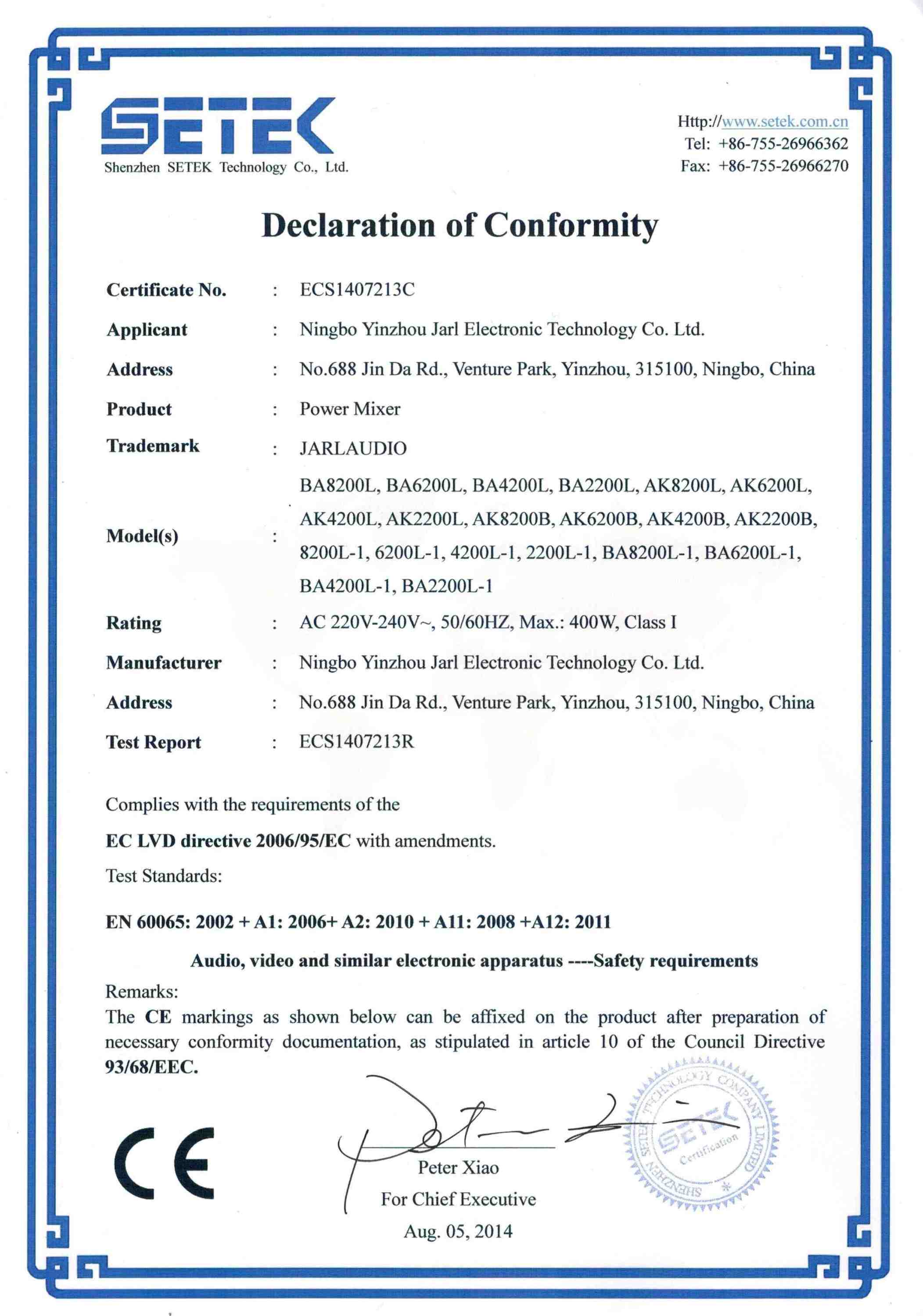 CE certificate for Power mixer