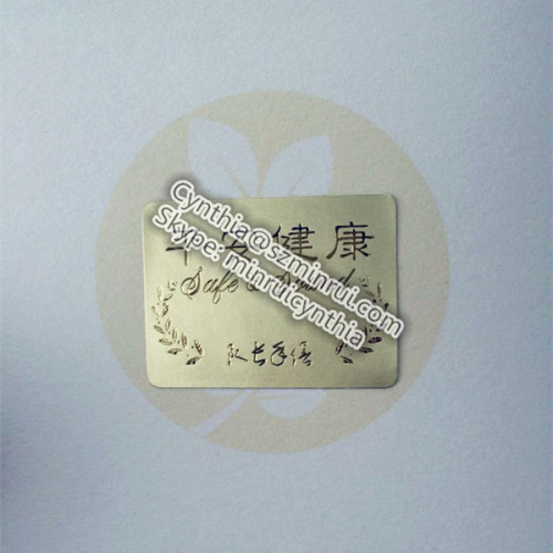 Customize Self Adhesive Rounded Corner Hot Gold Foil Stamped Stickers 