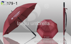 Straight golf umbrellas fiber frame and shaft auto-open double layer/unique design fast delivery