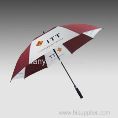 Straight golf umbrellas fiber frame and shaft auto-open double layer/unique design fast delivery