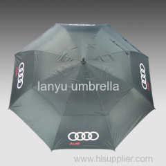 Straight Golf Umbrellas Fiber Frame/Shaft Nylon Silver Fabric Double Layer Manufacturer Unique