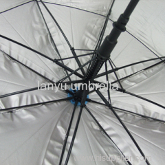 Straight Golf Umbrellas Fiber Frame/Shaft Nylon Silver Fabric Double Layer Manufacturer Unique