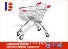 180L Galvanize Steel Supermarket Shopping Trolley With Rubber Wheels