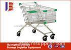 Stackable 125L Push Supermarket Shopping Carts / Trolleys With 4" PVC Castors