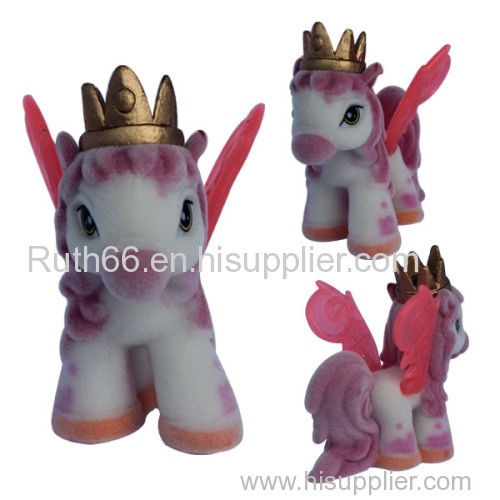 flocking cartoon horse toy