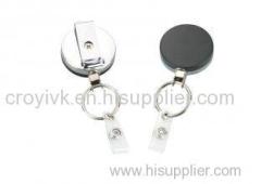 Retractable ID Badge Reels Metal Black powder and chrome steel yo-yo Metal badge holder Heavy duty b