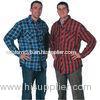 Custom Made fashion mens plaid shirts spread collar in blue / Red