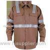 Brown flame resistant security workwear coat Reflective overalls