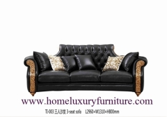 Leather sofa upholstery leather sofa set black leather sofas wooden living room furniture TI-003