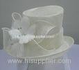 Ivory Wedding Sinamay Ladies Hats Sinamay Leaves With Feather Trim