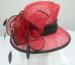 Red / Black Sinamay Ladies Hats Feather Trim & Overlock Sinamay For Special Occasion