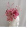 Sinamay Ladies Fascinator Hats Dusty Pink With Feather Trim For Wedding