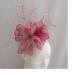 Sinamay Ladies Fascinator Hats Dusty Pink With Feather Trim For Wedding