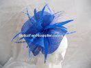 Royal Blue Ladies Fascinator Hats Feather Trim For Horse Racing