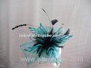 Sinamay Turquoise / Black Ladies Fascinator Hats Feathers Trim For Horse Racing