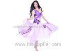 Embroidered Diamond Purple Belly Dance Performance Costumes with Double Layers Skirt
