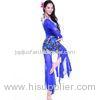Fashional Royal Blue Mesh lace Belly Dance Performance Costumes with V Collar