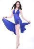 Breathable Comfort Milk Silk Belly Dance Practice Costumes With jewelry Blue Color