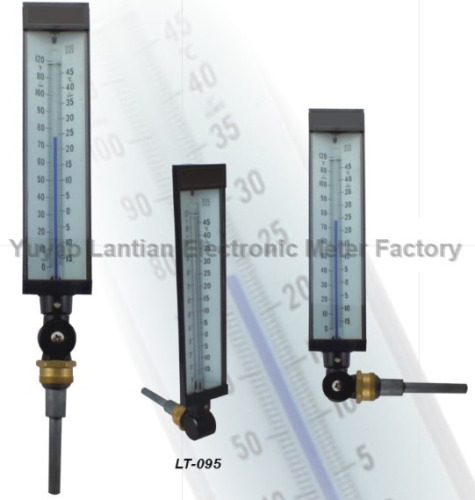 V shaped glass industrial thermometer