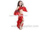 Cute Milk Silk Red Belly Dancer Costume For Girls , Belly Dance Practice Clothes