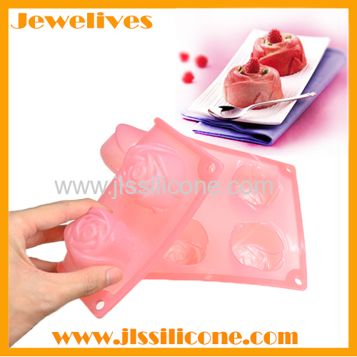 3D rose shape silicone ice cube tray