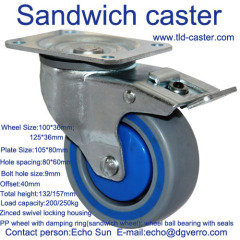 Pallet container swivel lockable ball bearing sandwich casters