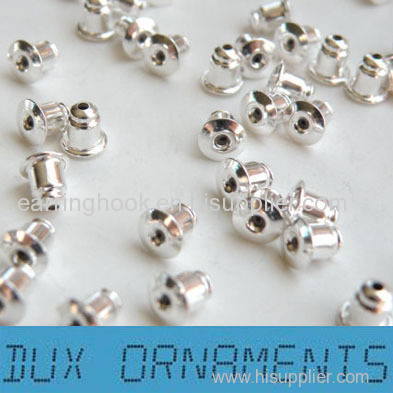 Silver Tone Bullet Clutch Earring Backs Barrel Earnuts silver plated brass for post earring backs