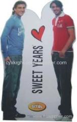 Portable folding and assembling varnish human shape Standee Display with roll up screen