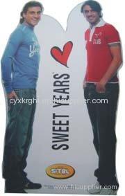 Portable folding and assembling varnish human shape Standee Display with roll up screen