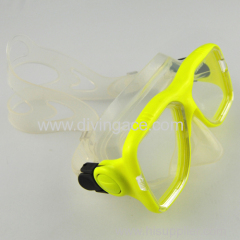 Glass lens silicone diving mask/diving goggles