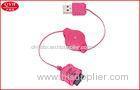 Red USB to AU Two Way Retractable Cable For Japan 3G Mobile Phone