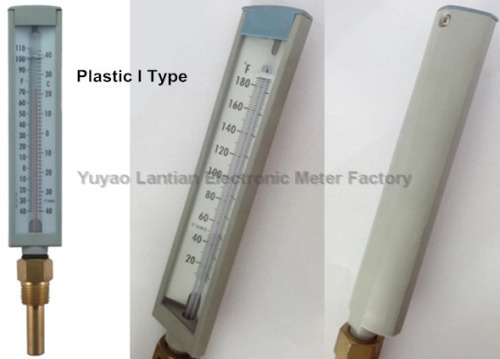 V shaped glass industrial thermometer