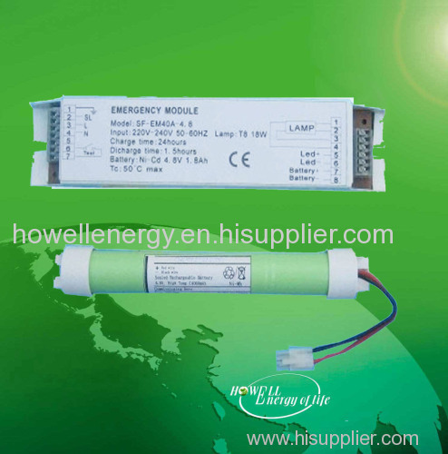 led emergency module with nicd battery pack